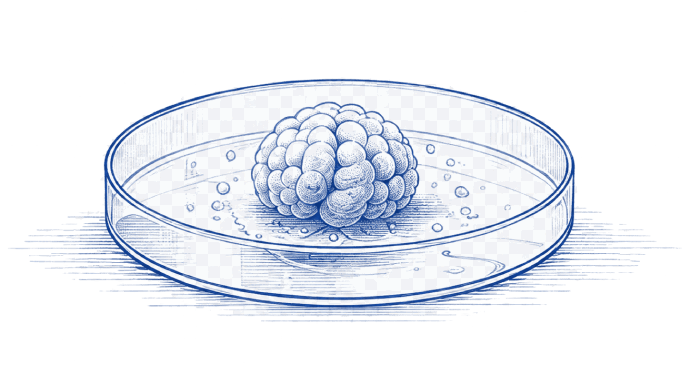 Petri dish brain model illustration