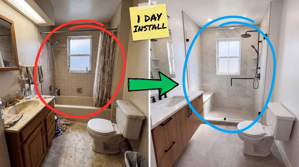 Bathroom remodel before and after