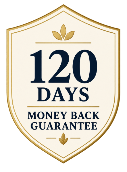 120-day money-back guarantee seal