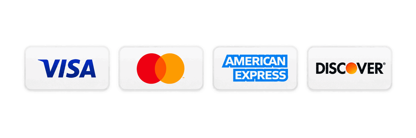 Visa, Mastercard, American Express and Discover accepted