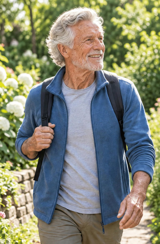 Man walking outdoors in nature