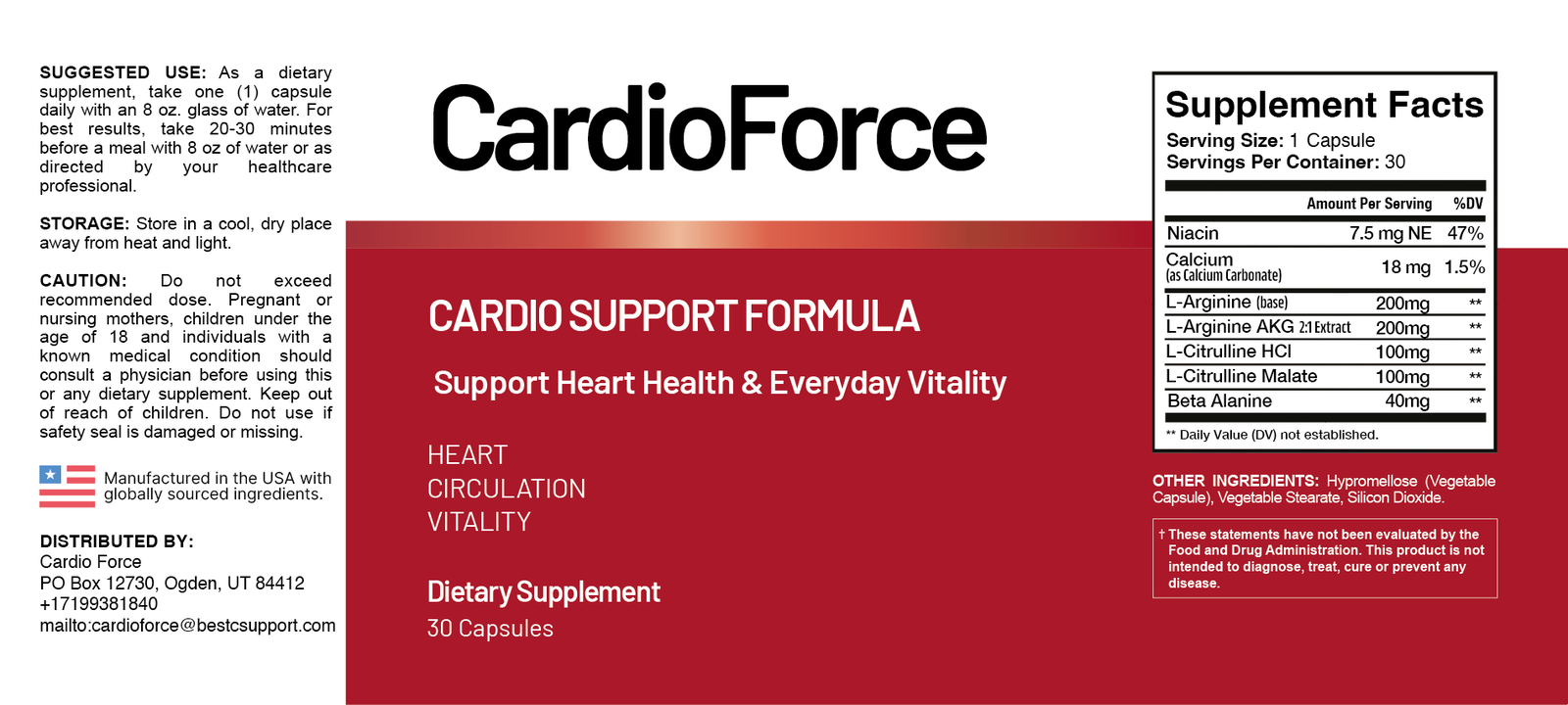 Supplement Facts — CardioForce